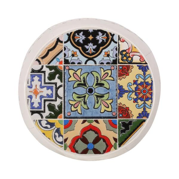 Gdf Studio Kalyse Outdoor Lace Cut Side Table With Tile Top