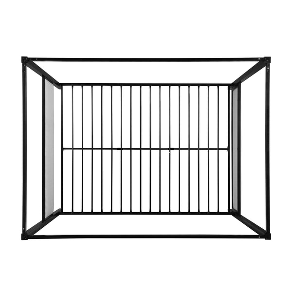 Gdf Studio Kama Traditional Fabric Canopy Queen Bed With Iron Frame