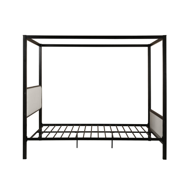 Gdf Studio Kama Traditional Fabric Canopy Queen Bed With Iron Frame