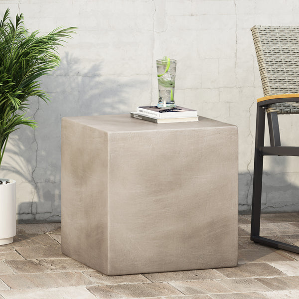 Gdf Studio Kambreigh Outdoor Lightweight Concrete Side Table