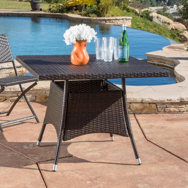 Gdf Studio Kanasca Outdoor Multi Brown Polyethylene Square Dining Table