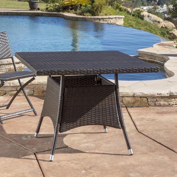 Gdf Studio Kanasca Outdoor Multi Brown Polyethylene Square Dining Table