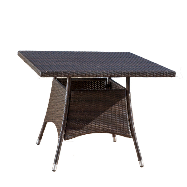 gdf studio Kanasca Outdoor Multi Brown Polyethylene Square Dining Table