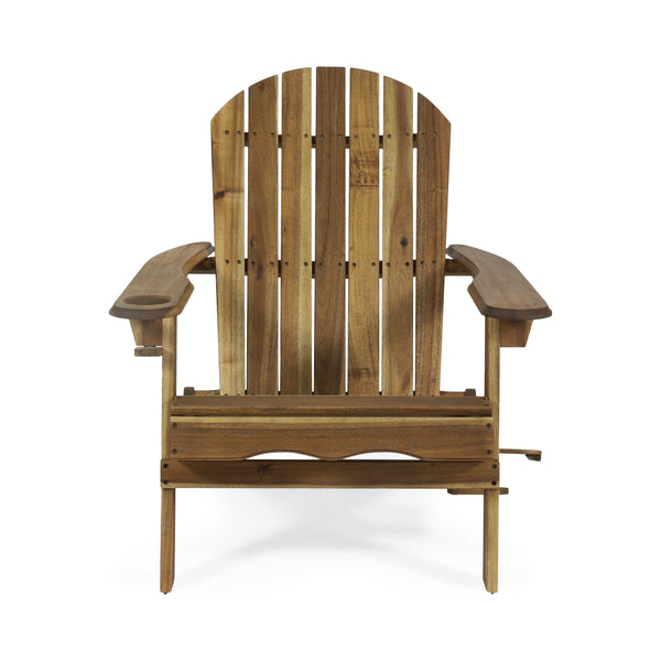 Gdf Studio Kandyce Outdoor Acacia Wood Folding Adirondack Chair With Cup Holder
