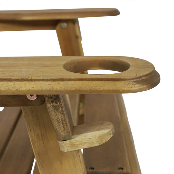 Gdf Studio Kandyce Outdoor Acacia Wood Folding Adirondack Chair With Cup Holder