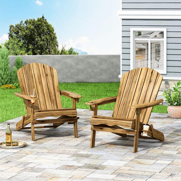 Gdf Studio Kandyce Outdoor Acacia Wood Folding Adirondack Chairs (Set Of 2)