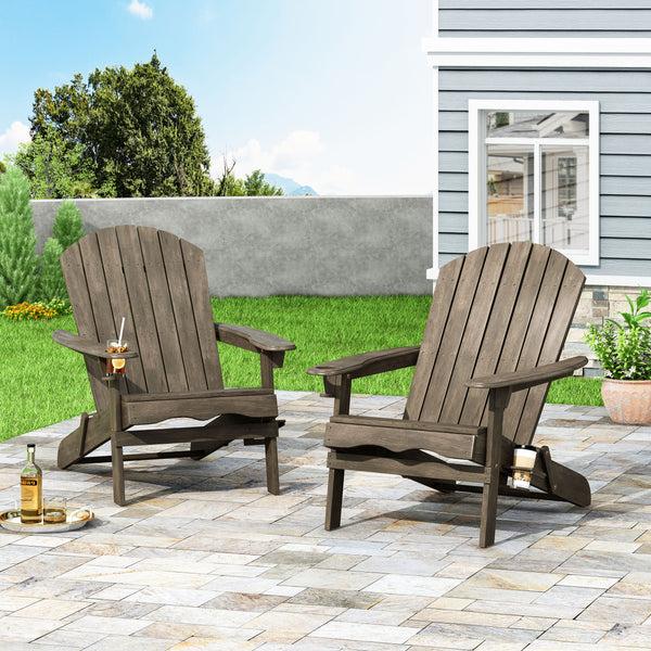 gdf studio Kandyce Outdoor Acacia Wood Folding Adirondack Chairs (Set of 2)