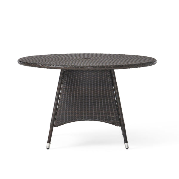 gdf studio Kanza Outdoor Brown Wicker Round Dining Table