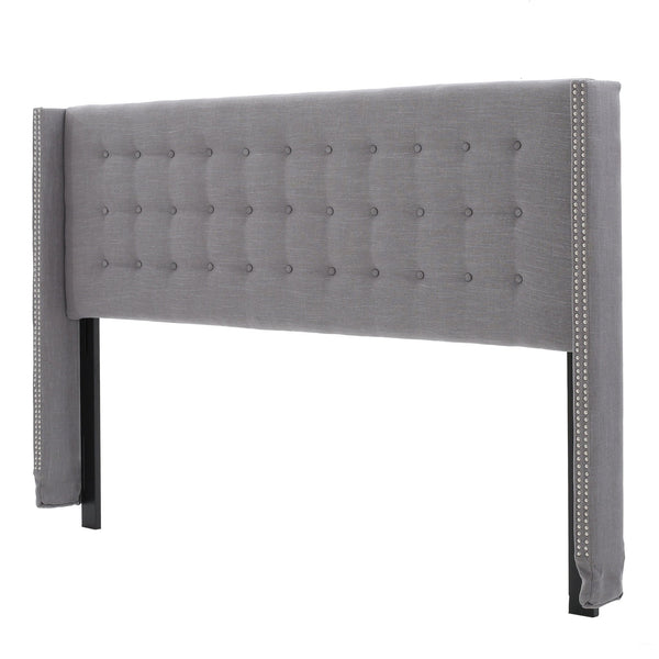 gdf studio Karen Button Tufted Fabric King/Cal King Headboard with Nailhead Accents