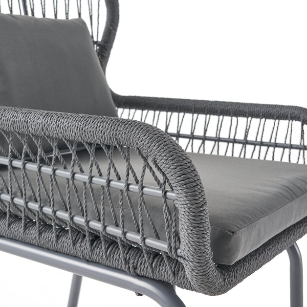 Gdf Studio Karen Outdoor Club Chairs Steel And Rope Water-Resistant Cushions Boho