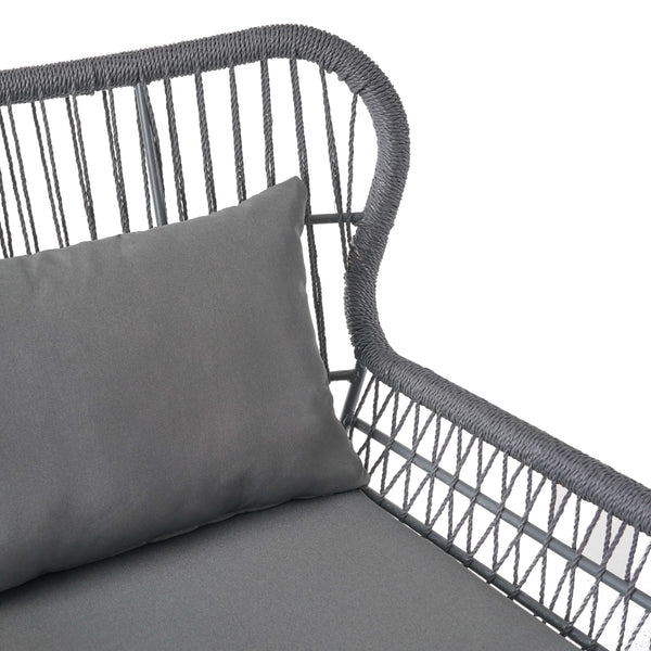 Gdf Studio Karen Outdoor Club Chairs Steel And Rope Water-Resistant Cushions Boho