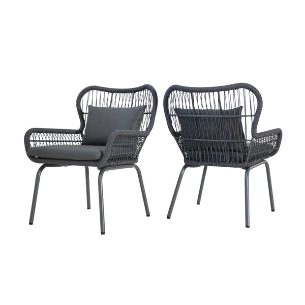 gdf studio Karen Outdoor Club Chairs Steel and Rope Water-Resistant Cushions Boho