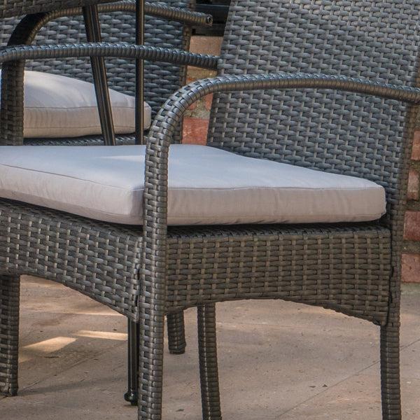 Gdf Studio Kari Outdoor 7 Piece Wicker Rectangular Dining Set With Water Resistant Cushions