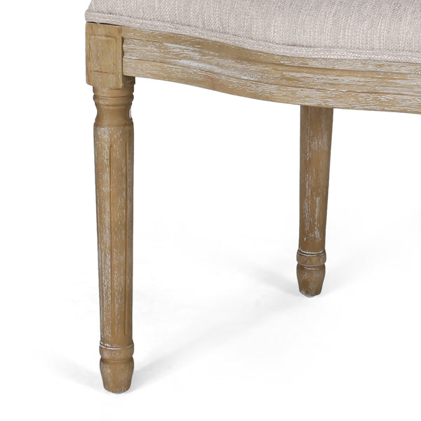 Gdf Studio Karlene Farmhouse Fabric Upholstered Wood And Rattan 7 Piece Dining Set Natural Rustic Metal And Beige
