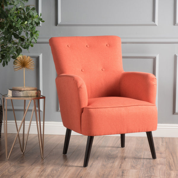 Gdf Studio Karr Mid-Century Modern Button-Tufted High-Back Upholstered Accent Chair