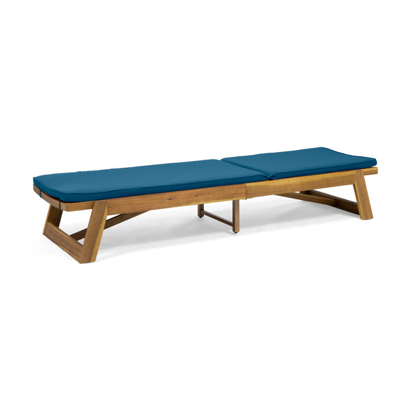 Gdf Studio Karyme Outdoor Acacia Wood 3 Piece Chaise Lounge Set With Water-Resistant Cushions