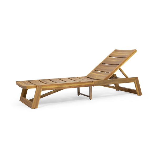 Gdf Studio Karyme Outdoor Acacia Wood 6 Piece Chaise Lounge Set