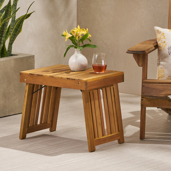gdf studio Karyme Outdoor Acacia Wood Folding Side Table