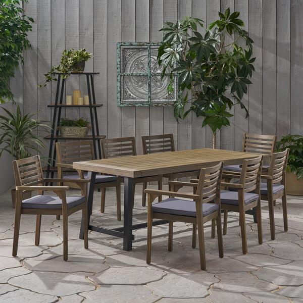 Gdf Studio Kase Outdoor Acacia Wood 8 Seater Dining Set