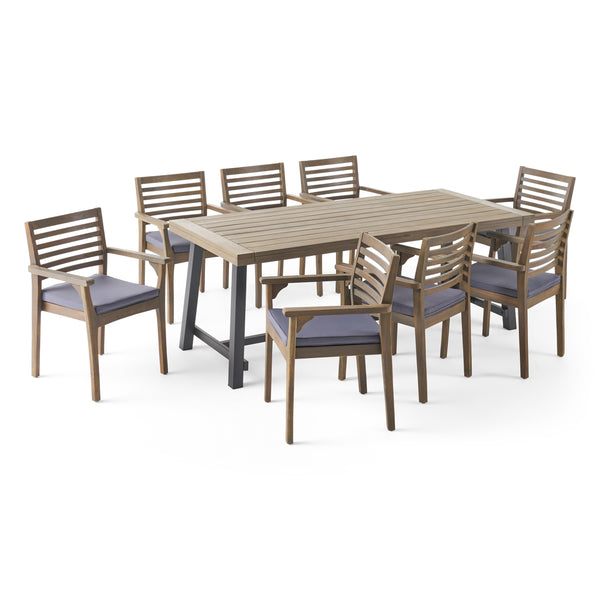 gdf studio Kase Outdoor Acacia Wood 8 Seater Dining Set