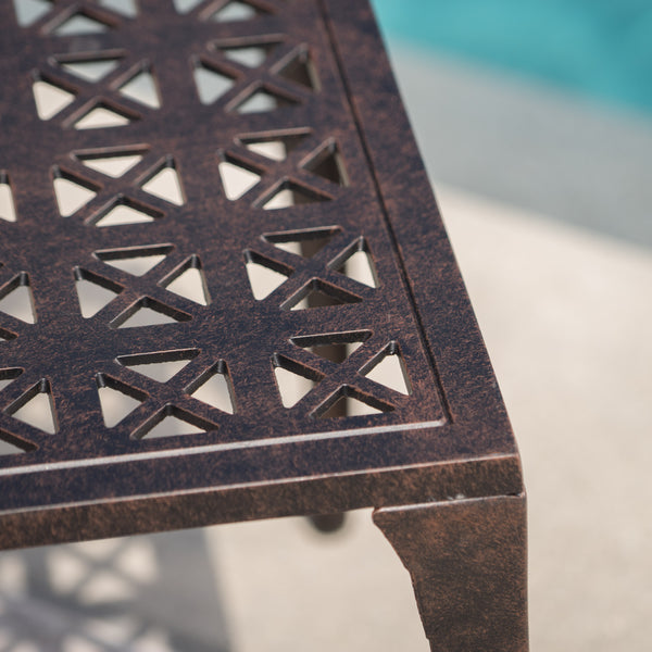 Gdf Studio Kata Outdoor 3 Piece Bronze Finished Cast Aluminum Chat Set