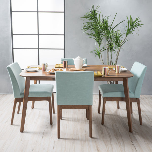 Gdf Studio Katherine Mid Century Fabric & Wood Finish 5 Piece Dining Set