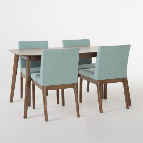 gdf studio Katherine Mid Century Fabric & Wood Finish 5 Piece Dining Set