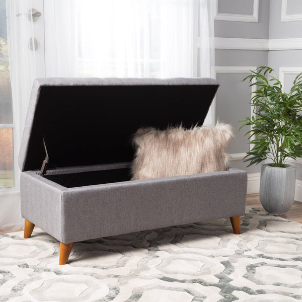 Gdf Studio Katherine Mid-Century Modern Button Tufted Fabric Storage Ottoman Bench