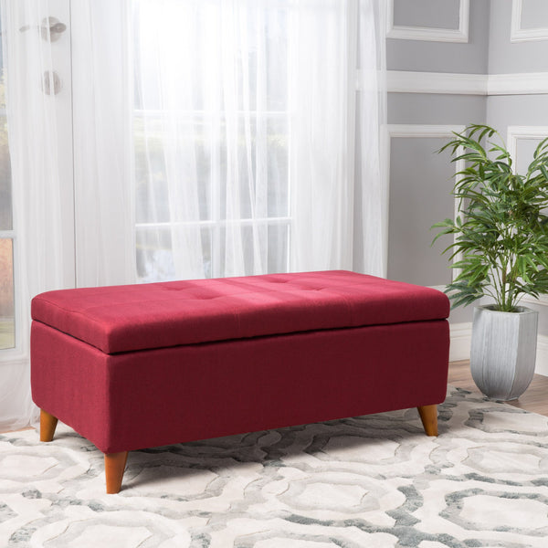 Gdf Studio Katherine Mid-Century Modern Button Tufted Fabric Storage Ottoman Bench
