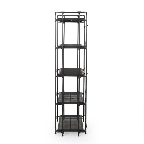 Gdf Studio Kayla Indoor/Outdoor Industrial Iron Mesh 5 Shelf Bookcase Matte Black