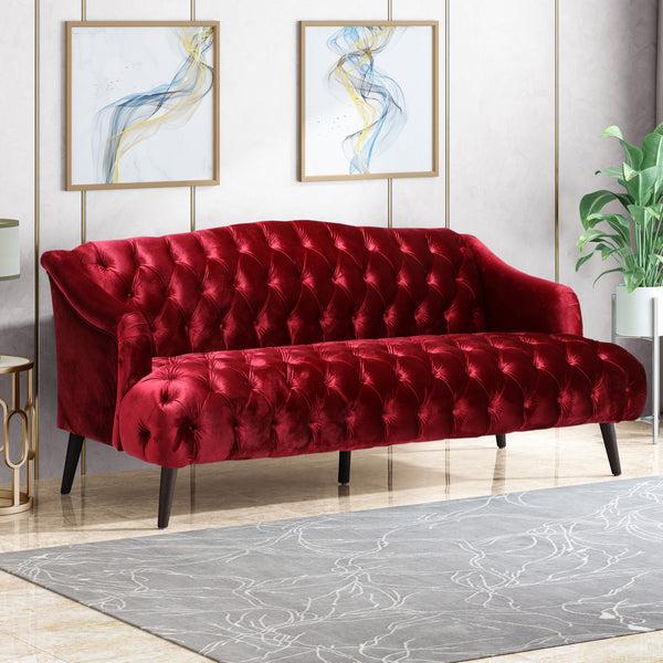 Gdf Studio Kayleigh Modern Glam Tufted Velvet 3 Seater Sofa
