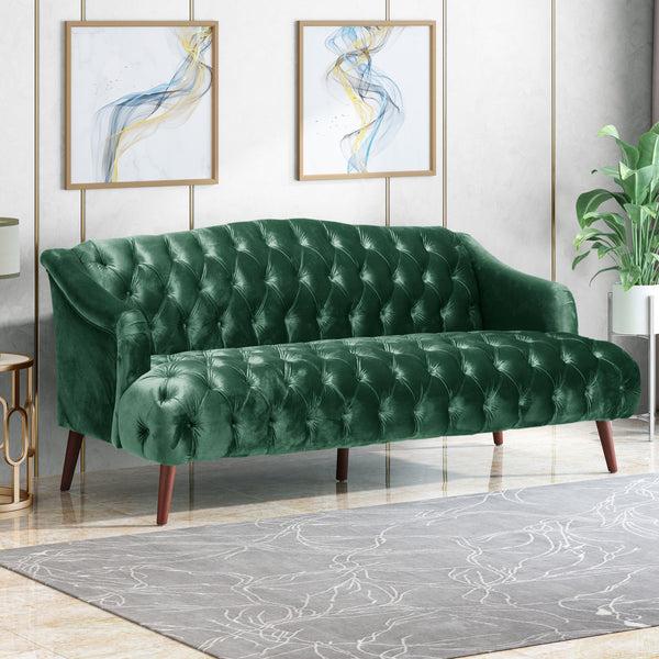 gdf studio Kayleigh Modern Glam Tufted Velvet 3 Seater Sofa