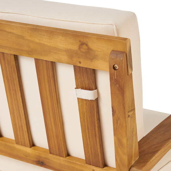 Gdf Studio Keanu Outdoor Acacia Wood Loveseat And Coffee Table Set With Cushions