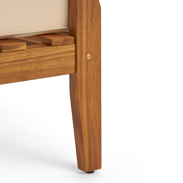 Gdf Studio Keanu Outdoor Acacia Wood Loveseat And Coffee Table Set With Cushions