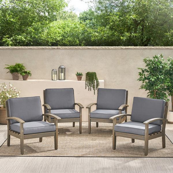 Gdf Studio Keanu Outdoor Wooden Club Chairs (Set Of 4)