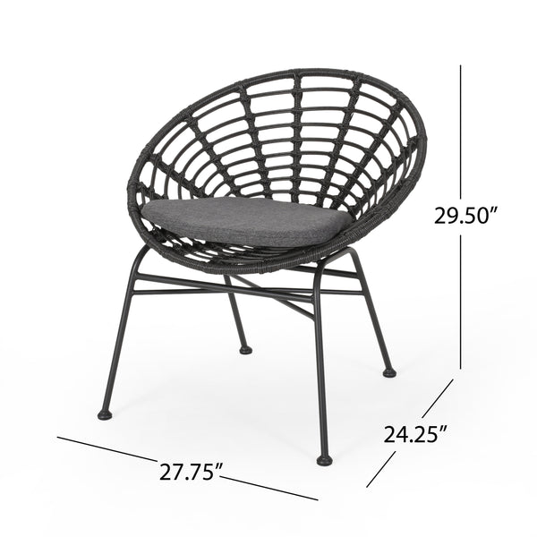 Gdf Studio Keegan Outdoor Wicker Dining Chair With Cushion (Set Of 2)