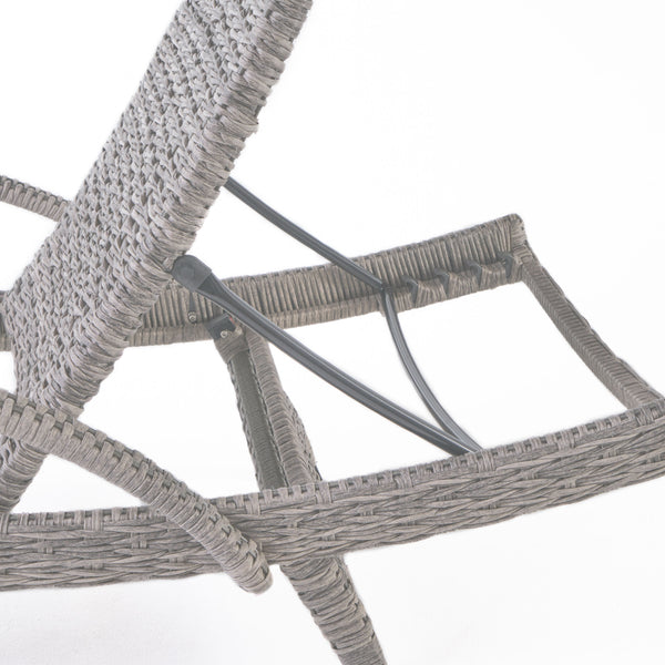 Gdf Studio Keira Outdoor 3 Piece Gray Wicker Armed Chaise Lounges With Side Table