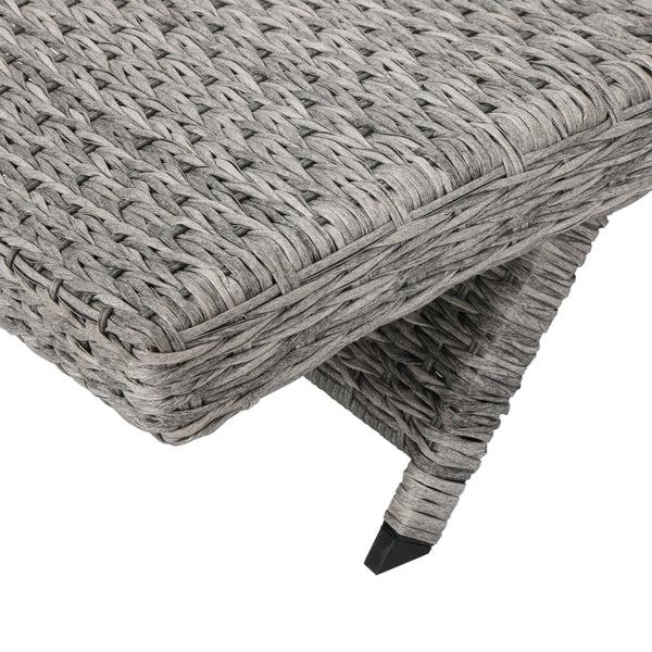 Gdf Studio Keira Outdoor Armed Aluminum Framed Grey Wicker Chaise Lounge
