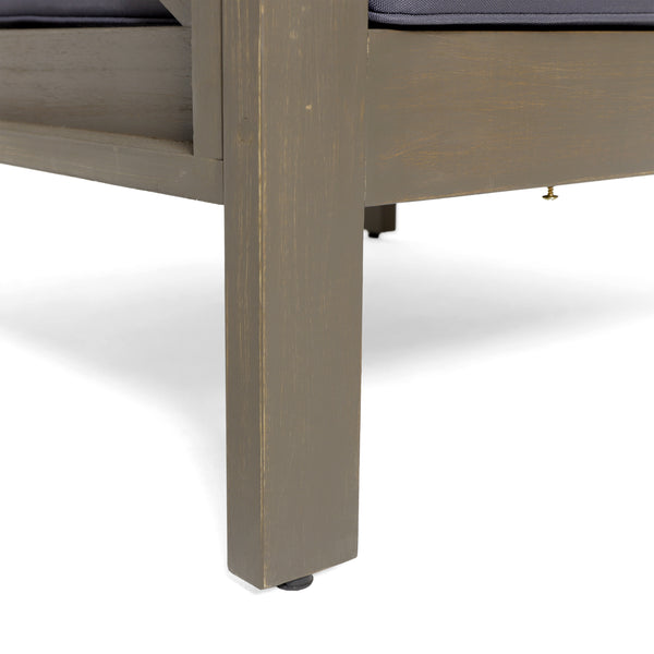 Gdf Studio Keith Outdoor Acacia Wood 5 Seater Sectional Sofa Set With Water-Resistant Cushions