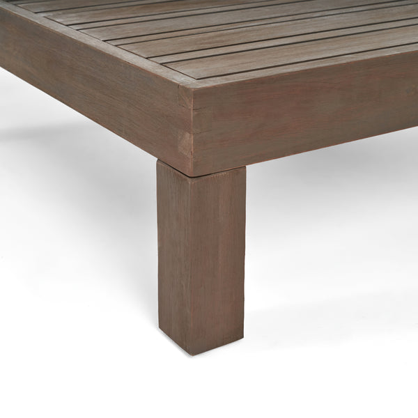 Gdf Studio Keith Outdoor Acacia Wood Right Arm Loveseat And Coffee Table Set With Cushion