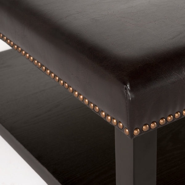 Gdf Studio Kelapith Contemporary Upholstered Birch Wood Ottoman With Shelf