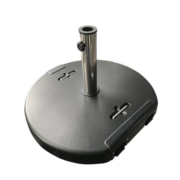 gdf studio Kelly Outdoor 132lb Concrete Circular Umbrella Base with Stainless Steel Collar