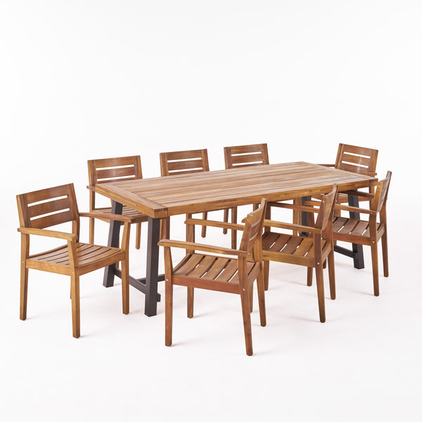 gdf studio Kelly Outdoor Acacia Wood 8 Seater Dining Set