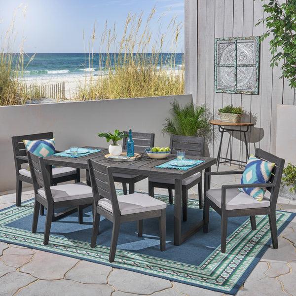 Gdf Studio Kemp Outdoor 6-Seater Acacia Wood Dining Set