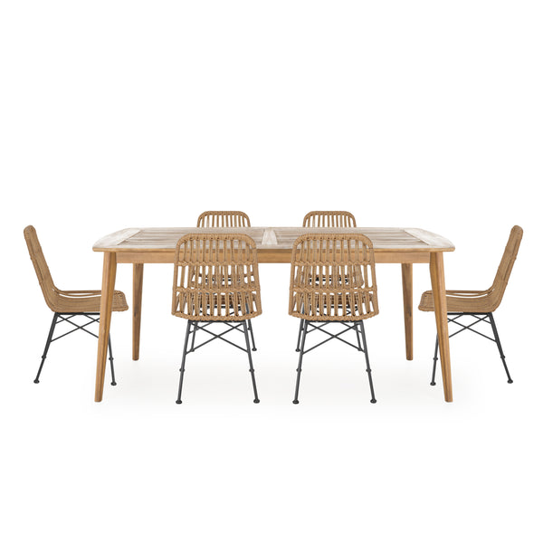 Gdf Studio Kendal Outdoor 6 Seater Wicker Dining Set