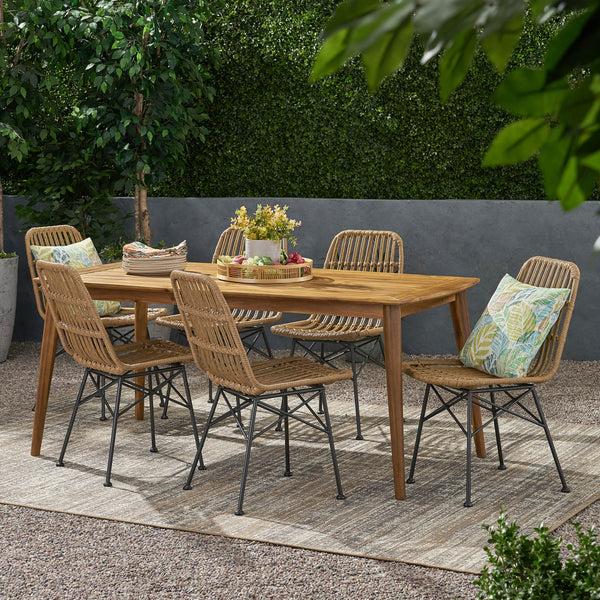 gdf studio Kendal Outdoor 6 Seater Wicker Dining Set