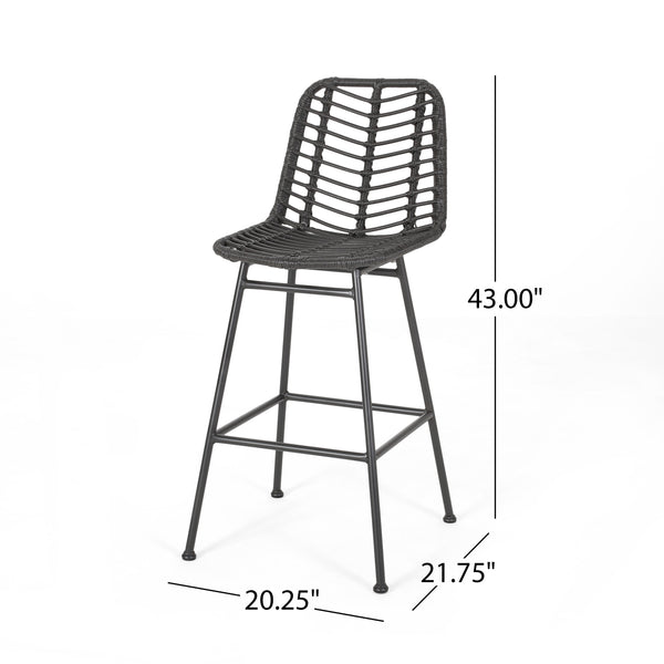 Gdf Studio Kendal Outdoor Wicker Barstools (Set Of 4)