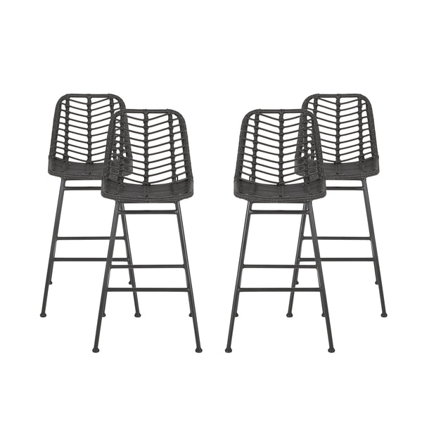 gdf studio Kendal Outdoor Wicker Barstools (Set of 4)