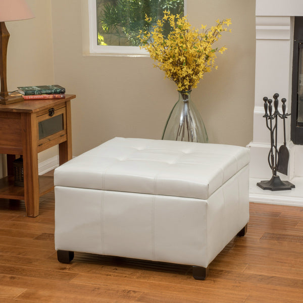 Gdf Studio Kensington Leather Square Storage Ottoman Coffee Table