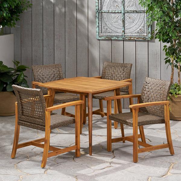 Gdf Studio Kentrail Outdoor 4 Seater Acacia Wood Dining Set